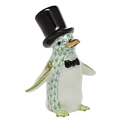 Herend   Animals   Birds - Herend  Tuxedo Penguin Key lime