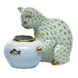 Herend   animals   Cats - Herend Gone Fishing Key lime