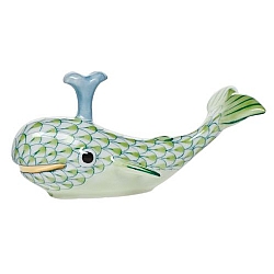 Herend   animals   Aquatic - Herend Baby Whale W/spout Key lime