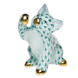Herend   animals   Cats - Herend Curious Cat Green