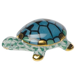 Herend   animals   Aquatic - Herend Tiny Turtle Green