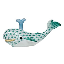 Herend   animals   Aquatic - Herend Baby Whale with spout Green