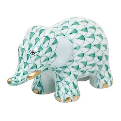 Herend   animals   Elephant - Herend Little Elephant Green