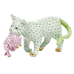 Herend   animals   Cats - Herend Motherly Love Multicolor