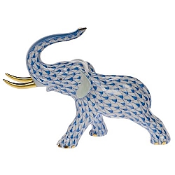 Herend   Animals   Elephant - Herend Elephant with tusks Blue