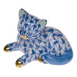 Herend   animals   Cats - Herend Miniature Kitten Blue