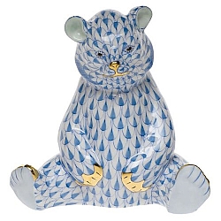 Herend   Animals   Bear - Herend Baby Bear Sitting Blue