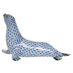 Herend   animals   Aquatic - Herend Small Seal Blue