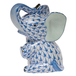 Herend   Animals   Elephant - Herend Baby Elephant Blue