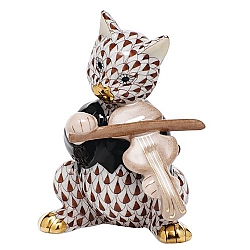 Herend   Animals   Cats - Herend Cat with fiddle Chocolate