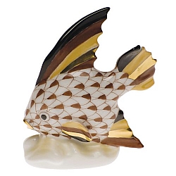 Herend   Animals   Aquatic - Herend  Fish Table Ornament Chocolate