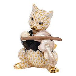 Herend   Animals   Cats - Herend Cat with fiddle Butterscotch
