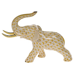 Herend   Animals   Elephant - Herend Elephant with tusks Butterscotch