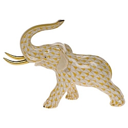 Herend   animals   Elephant - Herend Elephant with tusks Butterscotch
