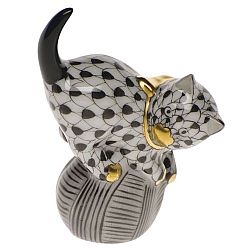 Herend   animals   Cats - Herend Mischievous Cat Black