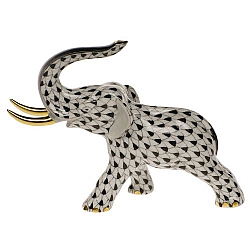 Herend   animals   Elephant - Herend Elephant with tusks Black