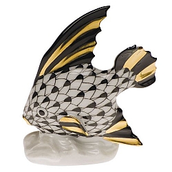 Herend   Animals   Aquatic - Herend  Fish Table Ornament Black