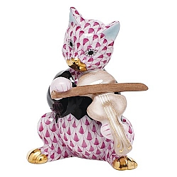 Herend   animals   Cats - Herend Cat with fiddle Raspberry