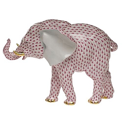 Herend   Animals   Elephant - Herend Large Elephant Raspberry