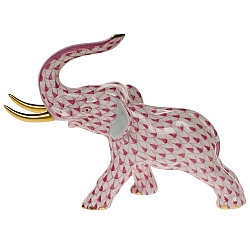 Herend   Animals   Elephant - Herend Elephant with tusks Raspberry