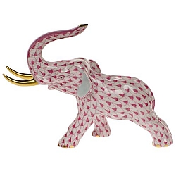 Herend   animals   Elephant - Herend Elephant with tusks Raspberry
