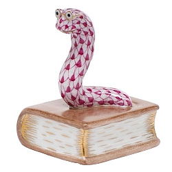 Herend   animals   Little Animals - Herend Bookworm Raspberry