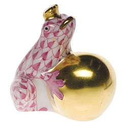 Herend   animals   Frog - Herend Frog with crown Raspberry