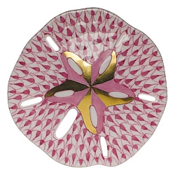Herend   animals   Aquatic - Herend Sand Dollar Raspberry