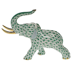 Herend   Animals   Elephant - Herend Elephant with tusks Green