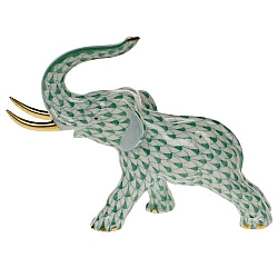 Herend   animals   Elephant - Herend Elephant with tusks Green