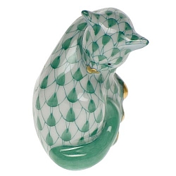 Herend   animals   Cats - Herend Miniature Cat Green