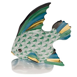 Herend   Animals   Aquatic - Herend  Fish Table Ornament Green