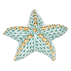 Herend   animals   Aquatic - Herend Puffy Starfish Green