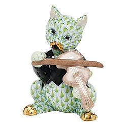 Herend   animals   Cats - Herend Cat with fiddle Key lime