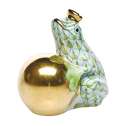 Herend   animals   Frog - Herend Frog with crown Key lime