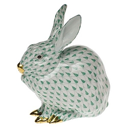 Herend   Animals   Rabbits - Herend Bunny Sitting Green