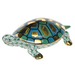 Herend   animals   Aquatic - Herend Baby Turtle Green