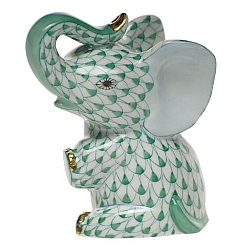 Herend   Animals   Elephant - Herend Baby Elephant Green