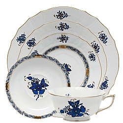 Herend   TableTop   Dinnerware - Herend Chinese Bouquet Black Sapphire Five Piece Place Setting