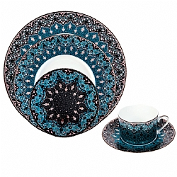 Philippe Deshoulieres   TableTop   Dinnerware - Philippe Deshouliere Dhara Peacock 5 pc Place set