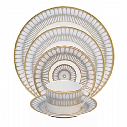 Philippe Deshoulieres   TableTop   Dinnerware - Philippe Deshoulieres Arcades Grey & Gold 5 Pc Place Setting