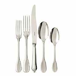 Puiforcat   Tabletop   Flatware - Puiforcat Sterling Silver Noailles 5 Pc Place Setting