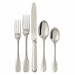 Puiforcat   Tabletop   Flatware - Puiforcat Sterling Silver Louvois 5 Pc Place Setting