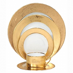 Philippe Deshoulieres   TableTop   Dinnerware - Philippe Deshoulieres Carat Gold 5 Piece Place Setting: