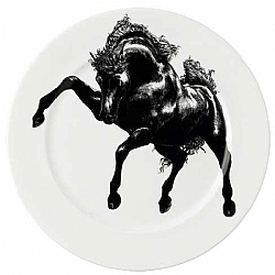 Royal Crown Derby   TableTop   Dinnerware - Royal Crown Derby Equus Black and White Full Image Horse Plate 12