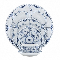 Royal Copenhagen   TableTop   Dinnerware - Royal Copenhagen Blue Fluted Full Lace 5 piece place setting