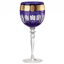 Versace   TableTop   Drinkware - Versace Gala Prestige Cobalt Blue Medusa Water Goblet