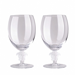 Versace   Tabletop   Drinkware - Versace Medusa Lumiere No 2 Short Stem Clear Red Wine Set of Two