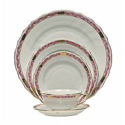 Herend   Tabletop   Dinnerware - Herend Chinese Bouquet Garland Raspberry 5pc Place Setting