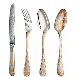 Christofle   Tabletop   Flatware - Christofle Silver Pltated Gilded Jardin d'Eden 5 pc.